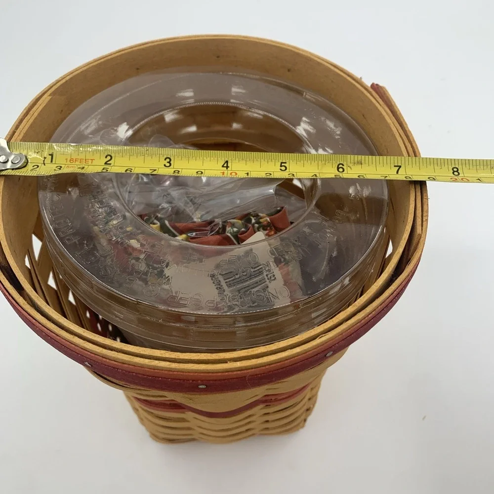 VTG NEW Longaberger  1998 Snapdragon Vase Basket Liner Protector Tie On Lid Book
